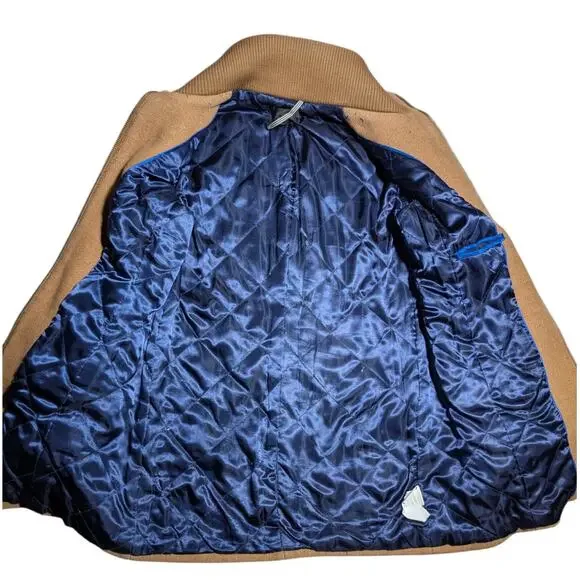 J. Crew Camel Tan Italian Stadium Cloth Wool Blend Full Zip Lodge Coat Sz 2 - Picture 5 of 7